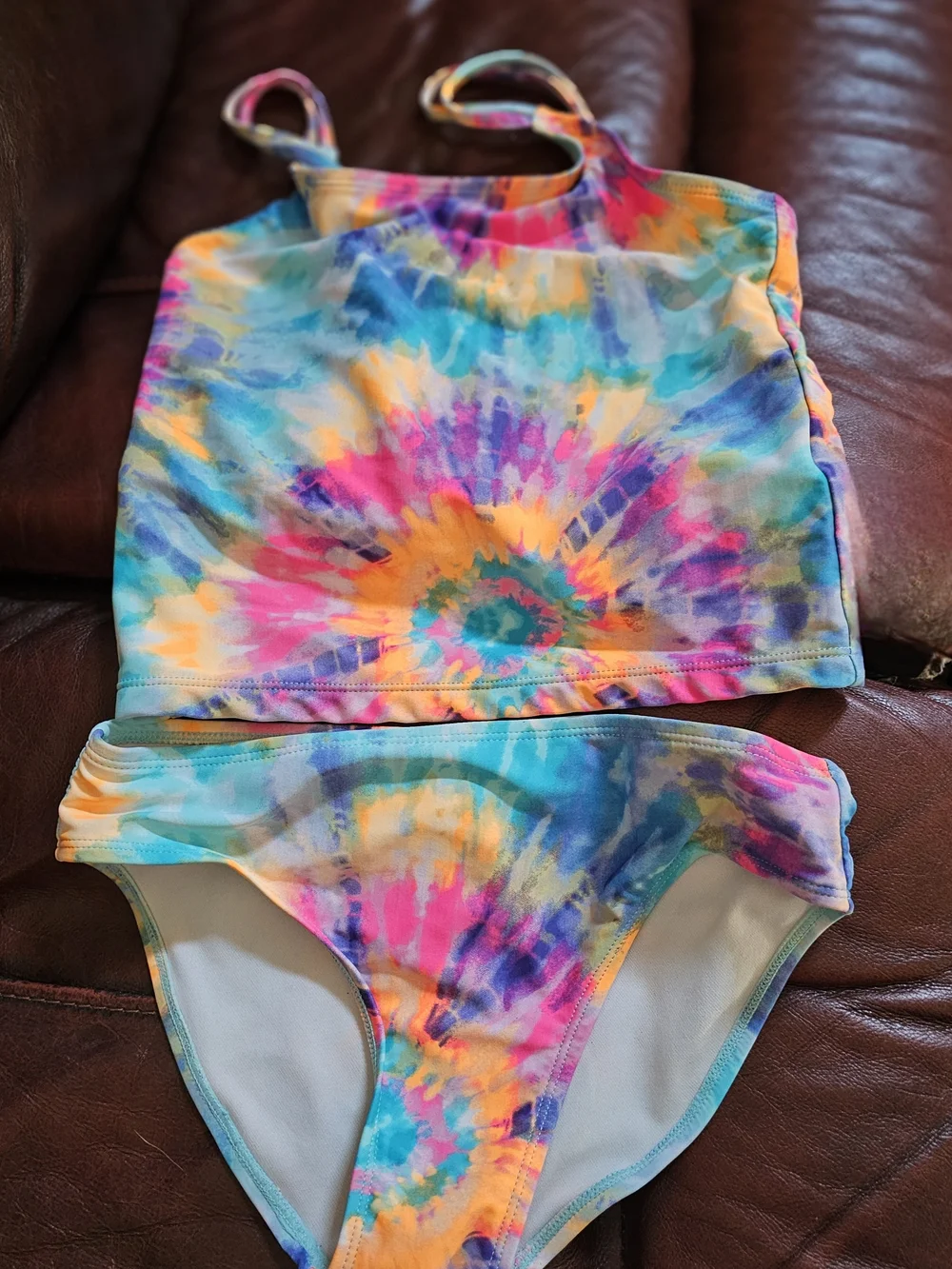 The Childrens Plac Girl Tie-Dye Tankini Set - Pink, Blue, Yellow, Orange, Purple